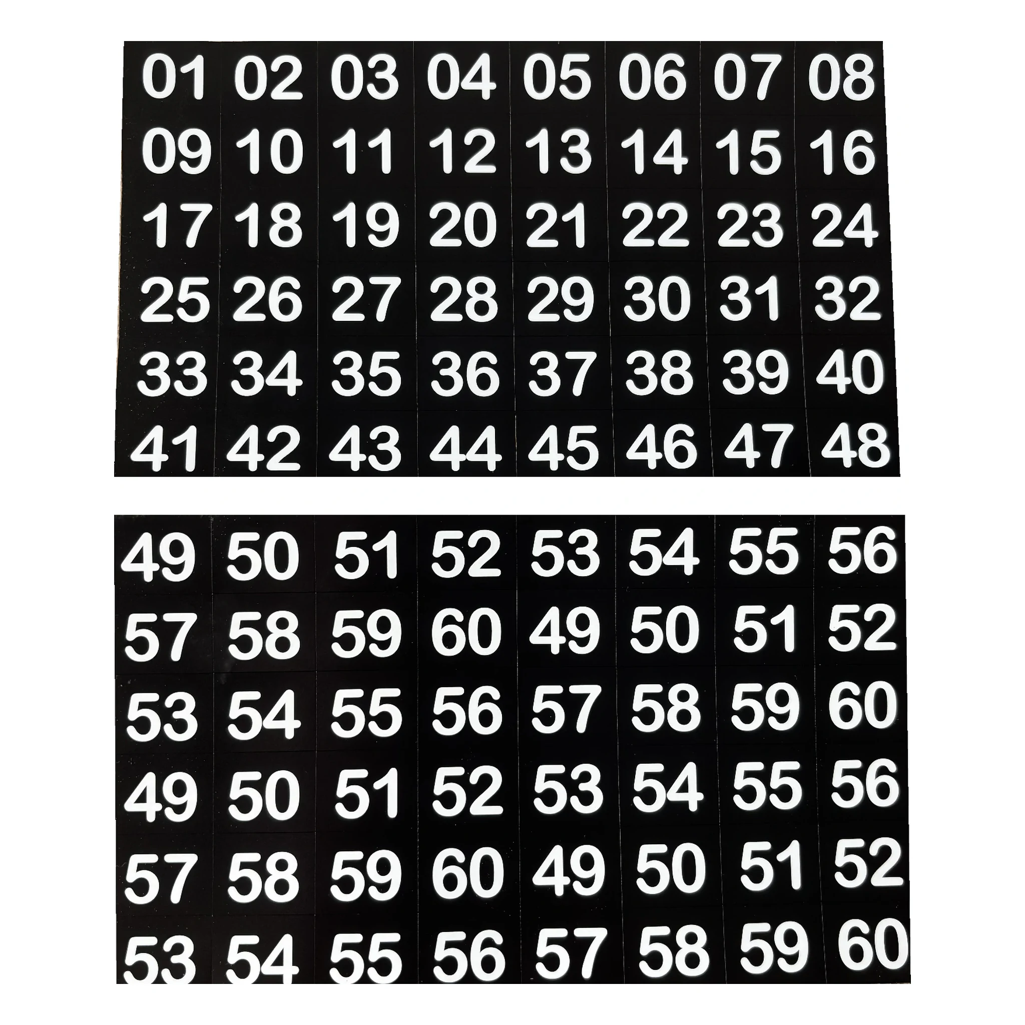 Fachnummern-Set 01–60 für Verkaufsautomaten
