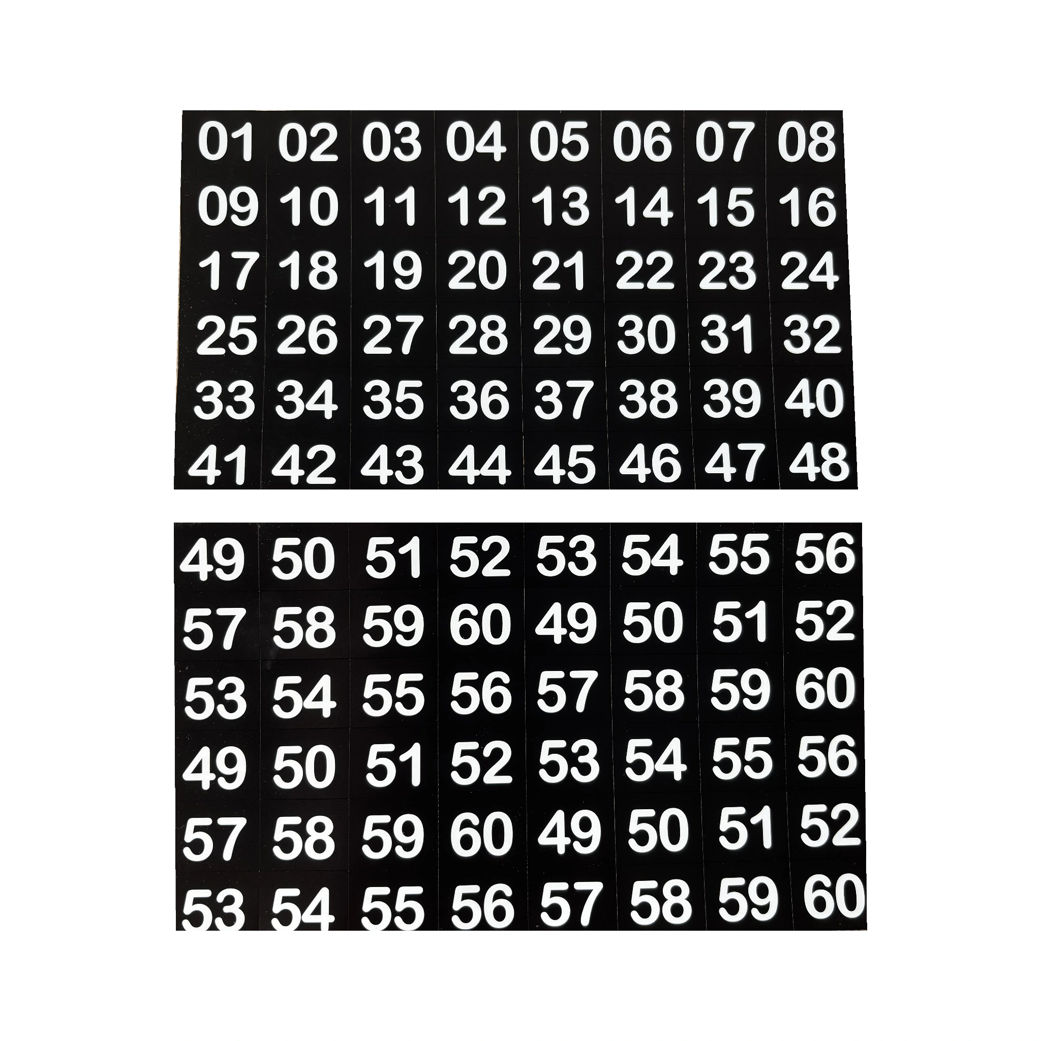 Jeu de numéros 01–60